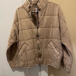Free People Quilted Dolman Jacket XS Tan